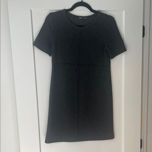 Zara Black Sheath Mini Dress Crew Neck Short Sleeve